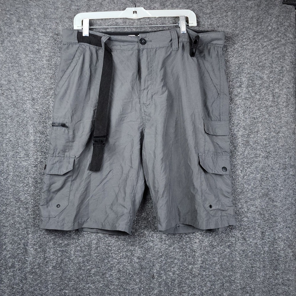 Denali Cargo Shorts Mens 36 Gray Seafog Nylon Hiking Outdoor Belted D450367S